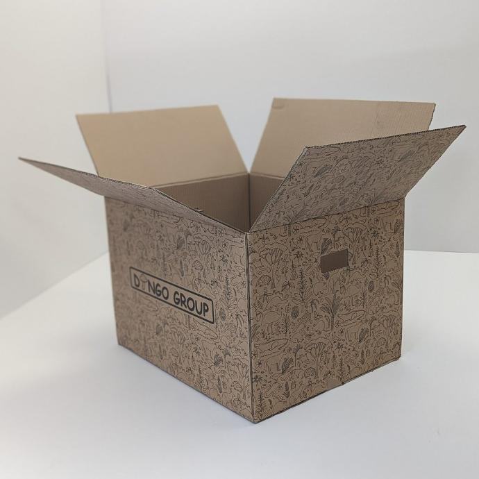 Printed Cardboard Box, brown with black print